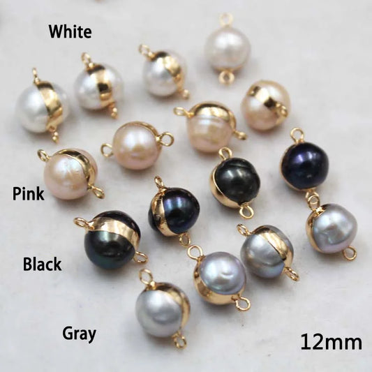Metal Edging Natural Pearl Accessories 3A High Quality 3mm-10mm Size Irregular Shape Double Hole Pendant Jewelry Accessories
