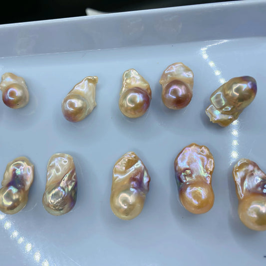 Wholesale Price Orange Pink Purple Baroque Pearl 3A 12-16mm Baroque Natural Fresh Water Pearl for Earring Making