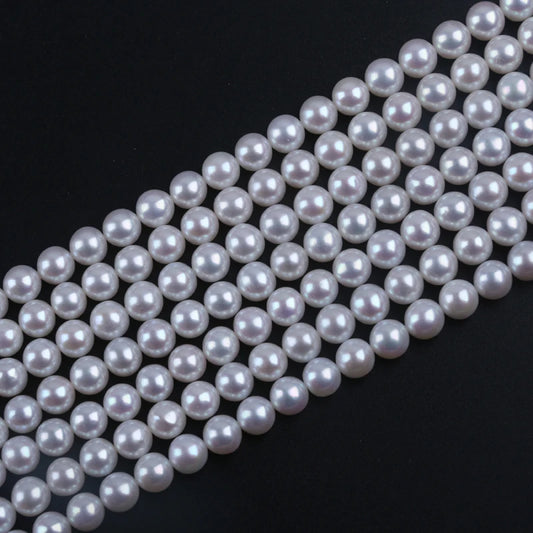 16inch 6.5-7mm AAAAA Grade High Quality White Round Shape Natural Freshwater Pearl Beads for Jewelry Making