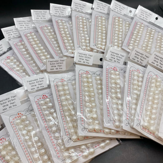 3A White Button Freshwater Pearls Half Hole Loose Cultured Beads Flat Back for Making Jewelry
