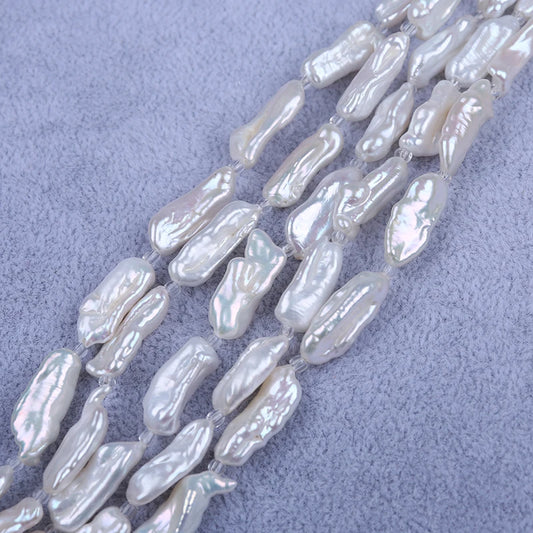 18cm 8-11mm natural freshwater biwa pearl beads for jewelry making