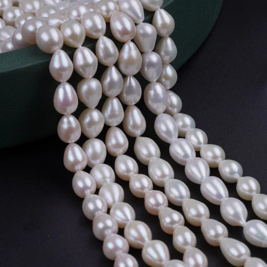 8-9mm High Quality Natural Drop Rice Shape Freshwater Pearl Beads for Jewelry Making