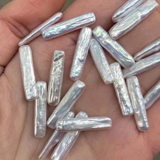 4A 6*24mm Small Rectangle Fresh water Pearls Long Stick Irregular Baroque Loose Freshwater Pearl Beads for Jewelry Making