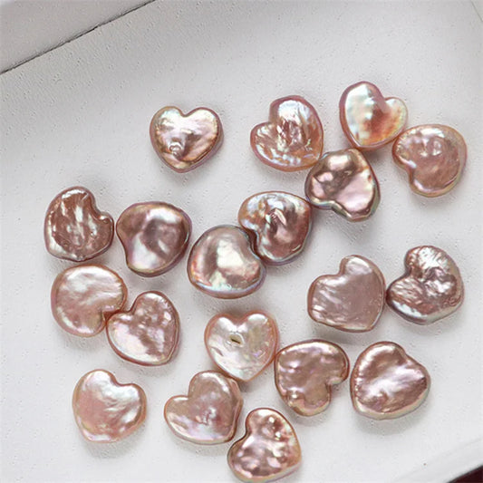 Wholesale Price 11-12mm Natural White Pink Purple Color Heart Shape Freshwater Loose Pearls Beads