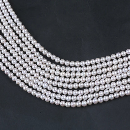 5mm AA Natural White Round Shape Freshwater Pearl Strand