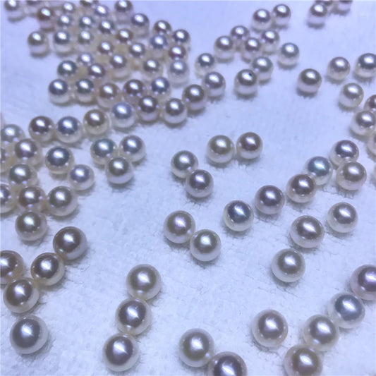 DIY Jewelry Pearl High Luster 3.5-4mm Round Freshwater Cultured Natural White Loose Pearl