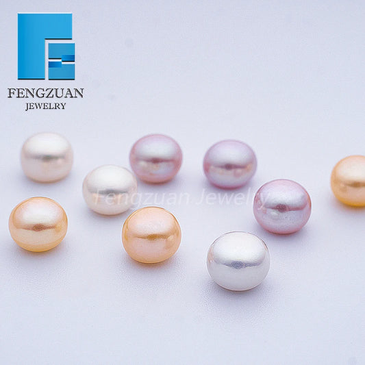 Zhuji Pearl 3-12mm Natural White Pink Purple Button Freshwater Loose Pearls for Jewelry Making Half-Drilled Hole