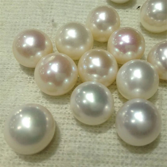 Half Drilled White  Natural Color Round Pearl Jewelry 2wholesalers Natural Freshwater Loose Pearls for Jewelry
