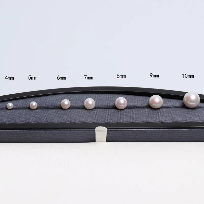 Jewelry 2-12mm Cultured Pearl White Round Half Drilled Natural Freshwater Pearl for Jewelry Making Loose Pearl Beads