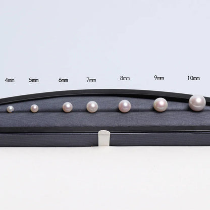 Jewelry 2-12mm Cultured Pearl White Round Half Drilled Natural Freshwater Pearl for Jewelry Making Loose Pearl Beads