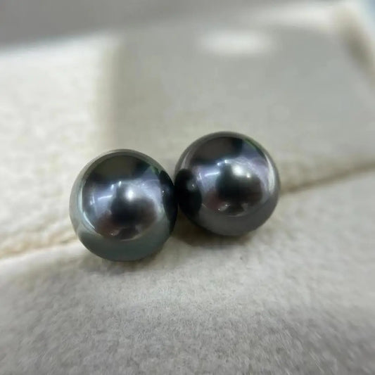 Natural Seawater Tahitian Round Loose Pearls 11-12mm High Gloss Pendant Earrings Jewelry Accessories