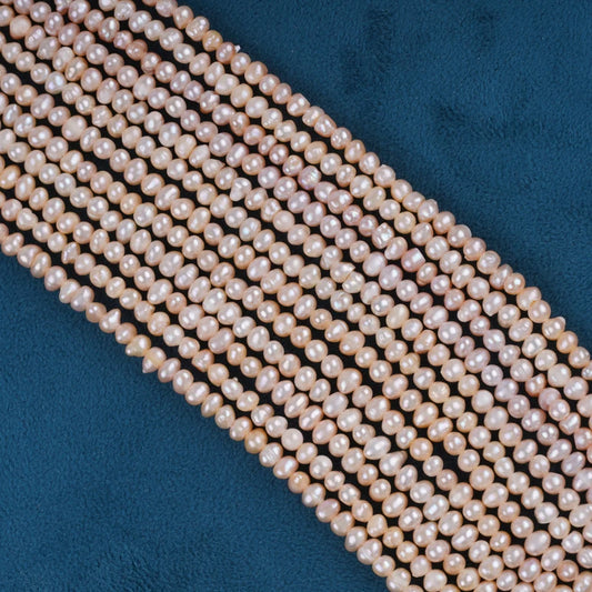 3-4mm Wholesale Real Natural pink Color Loose Potato Freshwater Pearl String