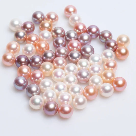 Zhuji AAA Natural White Powder Purple Round Freshwater Pearl 0.8mm Semi-drilled Loose Beads for Earrings Necklace Bracelet