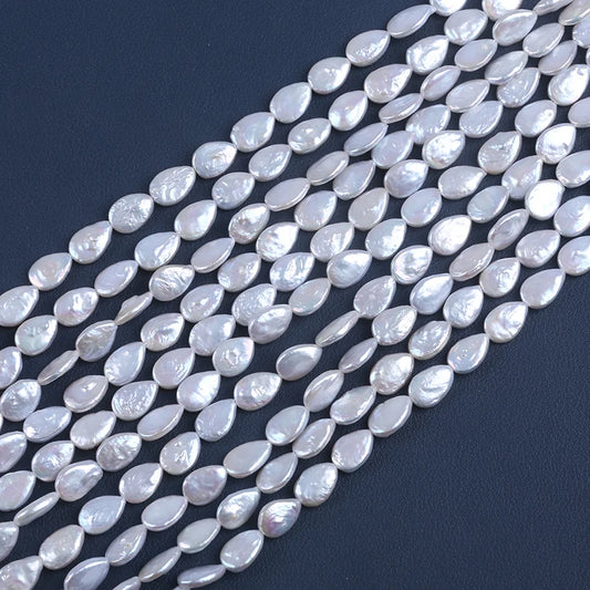 9-10*12-13mm Natural White Wholesale Drop Baroque Coin Freshwater Pearls for Jewelry Making