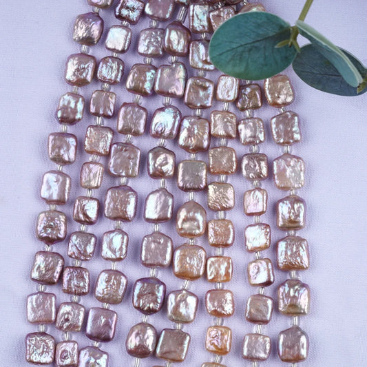 18cm 10-13mm Purple Natural Freshwater Loose Beads Square Shape Pearl for Jewelry Making