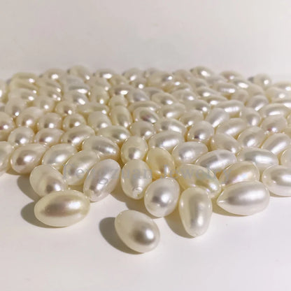 White Drop Pearl 5-10mm Half Hole 3A 4A Grade Loose Natural Freshwater Pearls for Necklaces Making Natural Pearl Jewelry