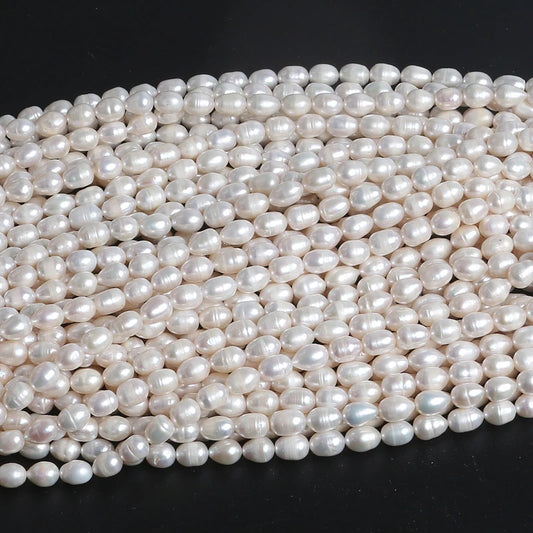 7-10mm B Grade Natural Rice Shape Freshwater Pearl Loose Beads for Jewelry Making