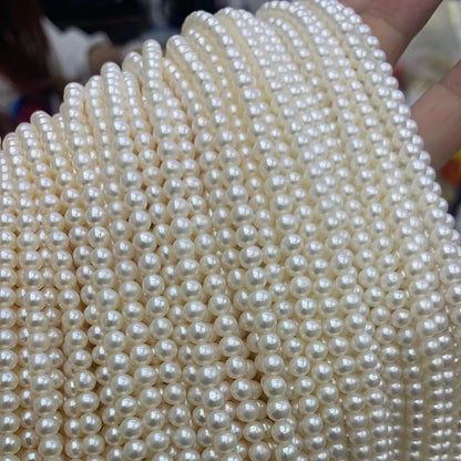 High-quality 7-8mm freshwater natural white pearls in bulk for DIY high-gloss high-roundness jewelry making