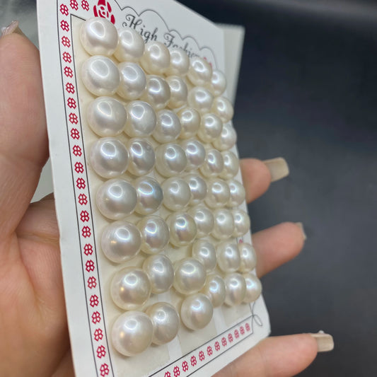 3a Natural Freshwater White Color Pearls 3mm-10mm Half Hole Loose Cultured Button Pearls