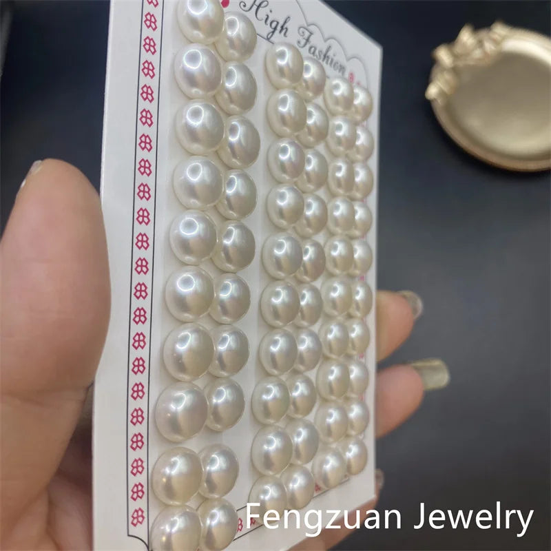 Wuzhou 4A White/Purple/Pink  Fresh Water Pearls 1/2 Hole Half Drilled Loose  Natural Freshwater Pearls
