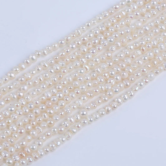 3-4mm White Potato Shape Natural Freshwater Pearl Beads for Jewelry Making