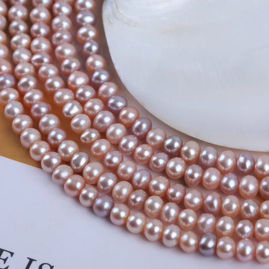 5-5.5mm High Quality Natural Cultured Freshwater Pearl Potato Shape Pearl Strands