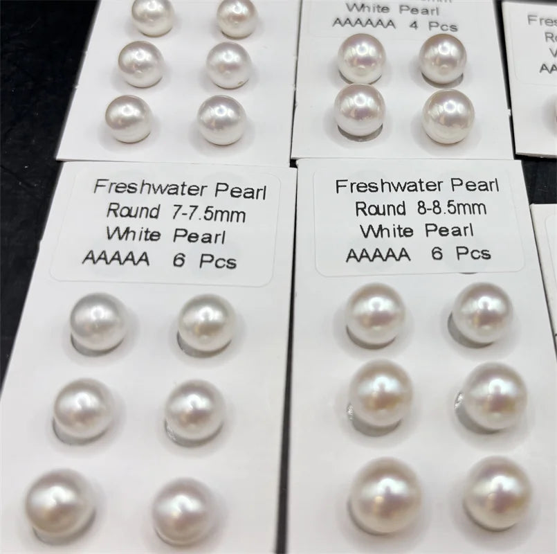 4A Wholesale Natural Pearls 7-7.5mm-9-9.5mm White Round High Quality Freshwater Loose Pearls for Fashion Fine Jewelry Making
