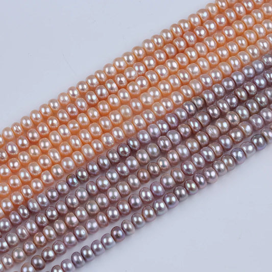 8-9mm Wholesale Loose White Natural Fresh Water Bread Pearls Button Beads Strands