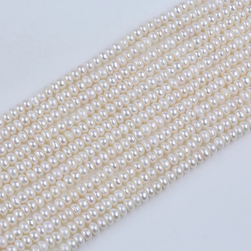 5-6mm B-AAA Wholesale Loose White Natural Fresh Water Bread Pearls Button Beads Strands