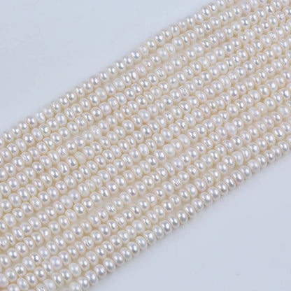 5-6mm B-AAA Wholesale Loose White Natural Fresh Water Bread Pearls Button Beads Strands