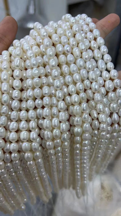 4A grade natural freshwater pearl high-end DIY jewelry white No. 5-6 pearl