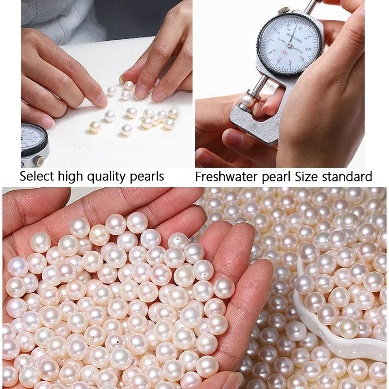 Jewelry 2-12mm Cultured Pearl White Round Half Drilled Natural Freshwater Pearl for Jewelry Making Loose Pearl Beads