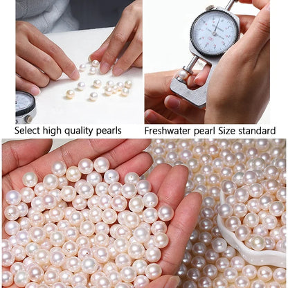 Jewelry 2-12mm Cultured Pearl White Round Half Drilled Natural Freshwater Pearl for Jewelry Making Loose Pearl Beads
