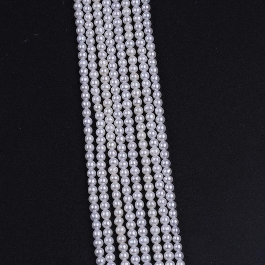3-3.5mm AA Grade White Round Shape Natural Freshwater Pearl Beads for Jewelry Making