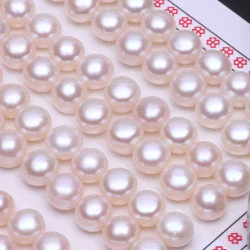 2.5-13mm 4A Grade Button Natural Real Wholesale Half Drilled Loose White Cultured Pearl Freshwater Integrity Pearl