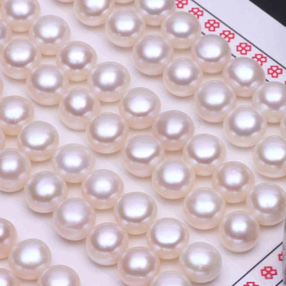 2.5-13mm 4A Grade Button Natural Real Wholesale Half Drilled Loose White Cultured Pearl Freshwater Integrity Pearl
