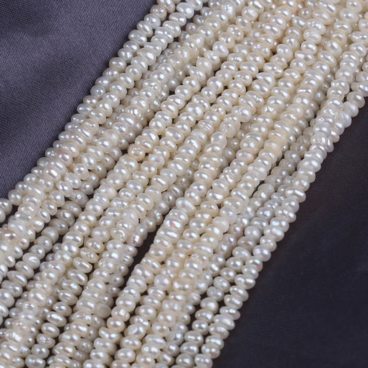 18cm 3-3.5mm Aa Grade Wholesale Freshwater Loose Button Shape Pearl for Jewelry Making