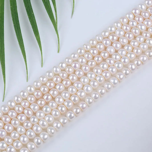 Top Quality 8-9mm Natural White Color Button Shape Loose Pearl Beads