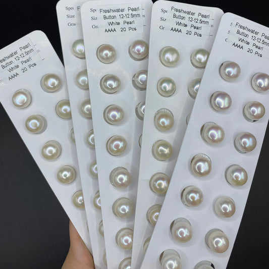 Zhuji Supplier Button Shape Freshwater Pearl for Jewelry Making 12-12.5mm Wholesale 4a Grade Loose Pearl Beads