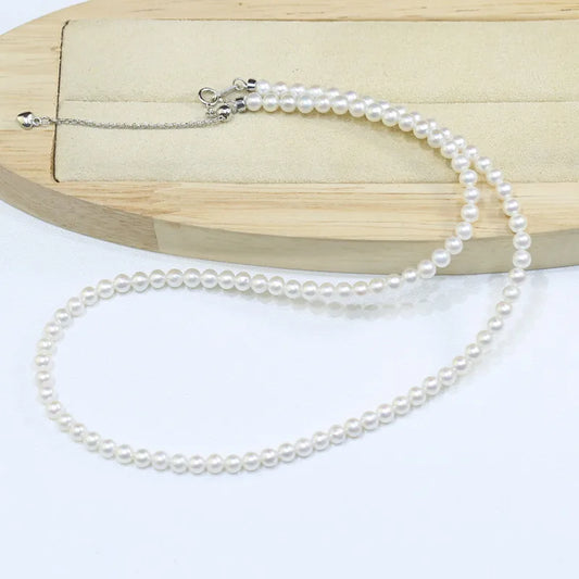 4mm Small Tiny Size Round Natural Pearl Beaded Fine Jewelry Women Necklace Cultured Pearl Necklace