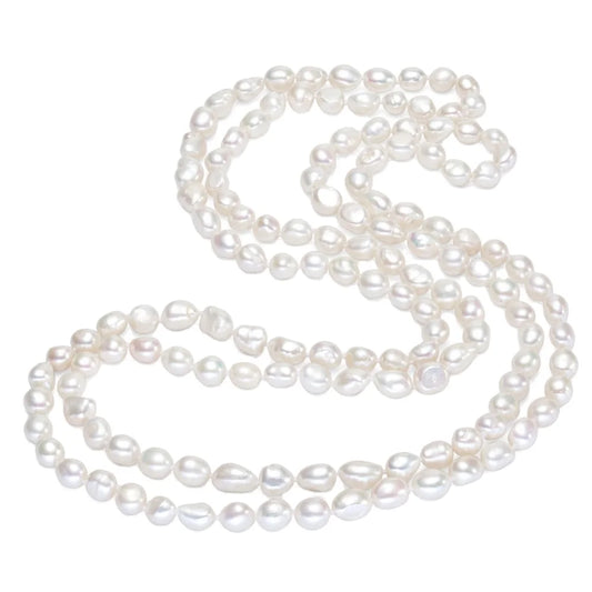 8-9mm AA Baroque 47inches Long Pearl Necklace, Real Pearl Necklace
