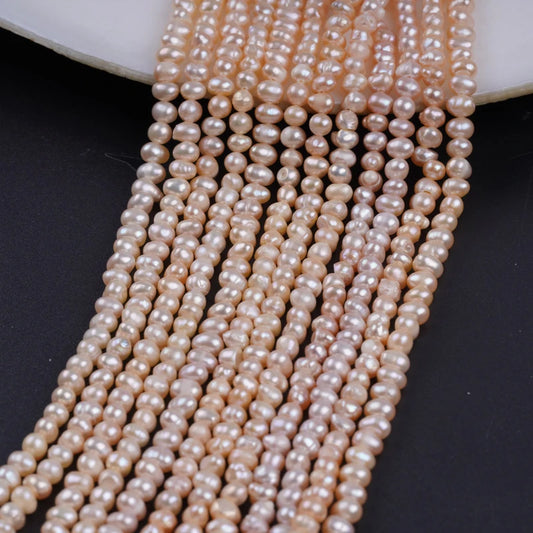 3-4mm Wholesale Real Natural pink Color Loose Potato Freshwater Pearl String