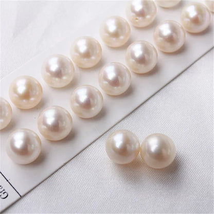 Jewelry 2-12mm Cultured Pearl White Round Half Drilled Natural Freshwater Pearl for Jewelry Making Loose Pearl Beads