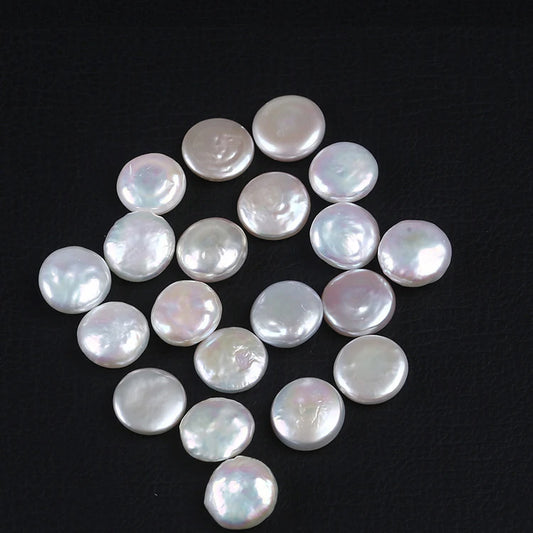 Natural Freshwater Pearl Loose Coin Beads No Hole White 4A 9-15mm Coin Pearl Bead for Jewelry Making