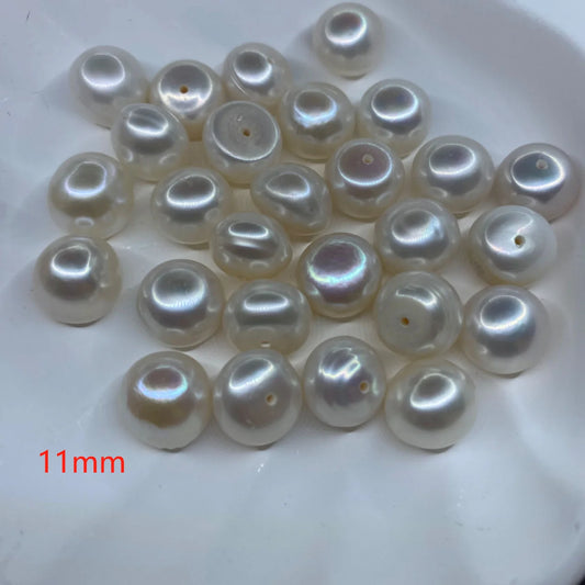 High Quality 3A Freshwater White Pearls  Half-Hole Button Shape Low Price Pink Natural Loose Pearls for Pearl Jewelry Making