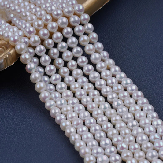 5-6mm AA Grade High Quality White Round Shape Natural Freshwater Pearl Beads for Jewelry Making