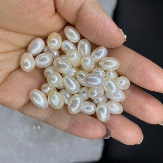 Wholesale 4A Freshwater Large Size 8x12mm White Rice Pearl Necklace Loose Natural Pink Colored Pearls for Women's Jewelry