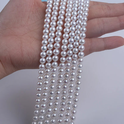 16inch 6.5-7mm AAAAA Grade High Quality White Round Shape Natural Freshwater Pearl Beads for Jewelry Making