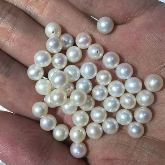 White Cultured Natural Freshwater Pearls Good Quality 4A 6mm 7mm 8mm Half-Hole Bulk 10mm and 4mm Diameters Wholesale Price"