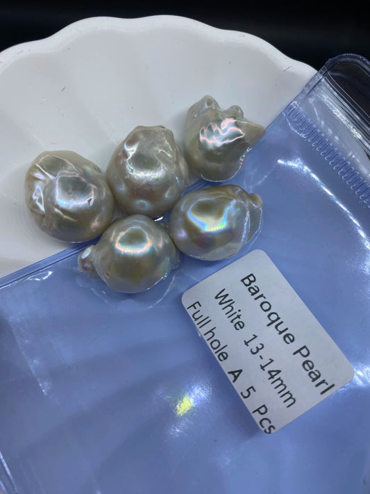 Wholesale 1A Loose Baroque Freshwater Pearl Full Hole 13-16mm White Color Irregular Shape for Jewelry Making